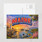 Carte postale de salutations du Maine (Devant / Derrière)