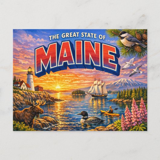 Carte postale de salutations du Maine (Devant)