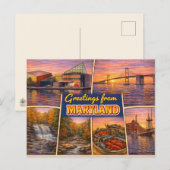Carte postale de salutations du Maryland (Devant / Derrière)