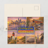 Carte postale de salutations du Massachusetts (Devant / Derrière)