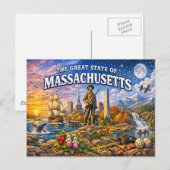 Carte postale de salutations du Massachusetts (Devant / Derrière)