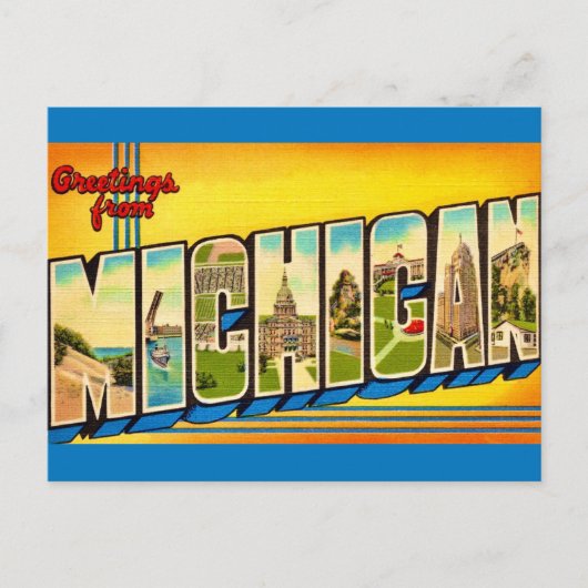Carte postale de salutations du Michigan (Devant)