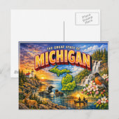 Carte postale de salutations du Michigan (Devant / Derrière)