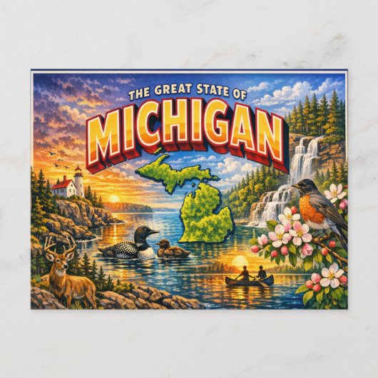 Carte postale de salutations du Michigan (Devant)