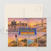 Carte postale de salutations du Michigan (Devant / Derrière)