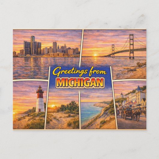 Carte postale de salutations du Michigan (Devant)