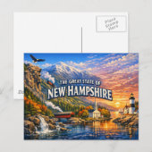 Carte postale de salutations du New Hampshire (Devant / Derrière)