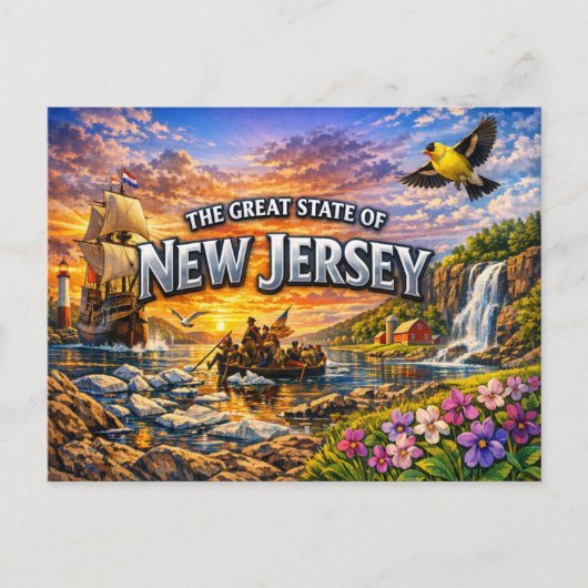 Carte postale de salutations du New Jersey (Devant)