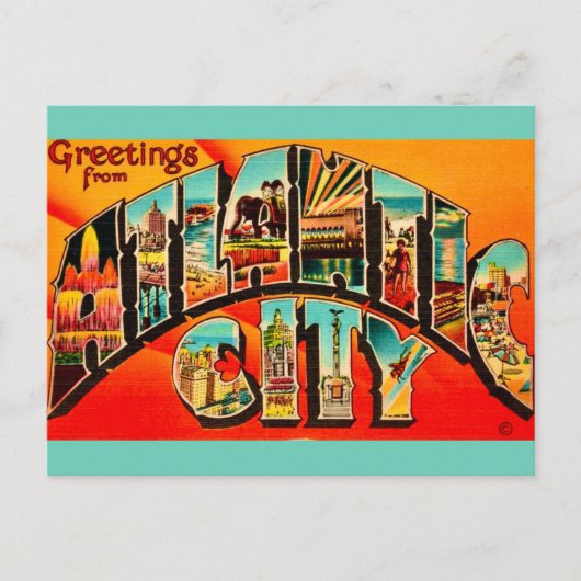 Carte postale de salutations rétro Atlantic City N (Devant)