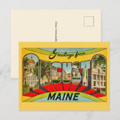 Carte postale de salutations Retro Augusta ME (Devant / Derrière)