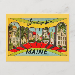Carte postale de salutations Retro Augusta ME