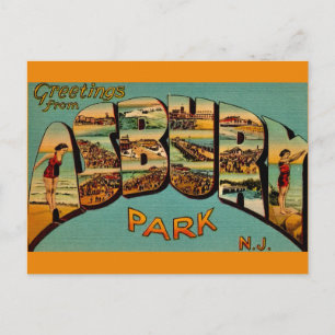 Carte postale de salutations vintage d'Asbury Park