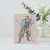 Carte postale de samouraï avec arc et épée (Debout devant)