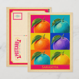 Carte postale de Sarasota Floride Oranges Art Pop