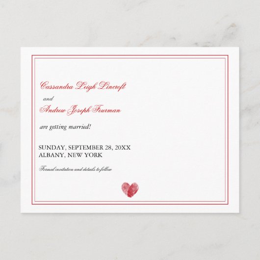 Carte postale de sauvegarde de date à empreintes d (Dos)