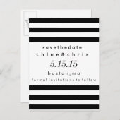 Carte postale de sauvegarde de date à rayures noir (Devant / Derrière)