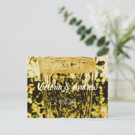 Carte postale de sauvegarde de date avec verre de (Debout devant)