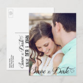 Carte postale de sauvegarde de date de cœur cursif (Devant / Derrière)