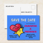 Carte postale de sauvegarde de date de comic bleu 