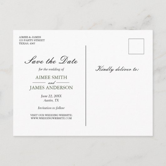 Carte postale de sauvegarde de date de forêt arbre (Dos)