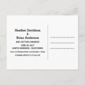 Carte postale de sauvegarde de date de mariage à p (Dos)