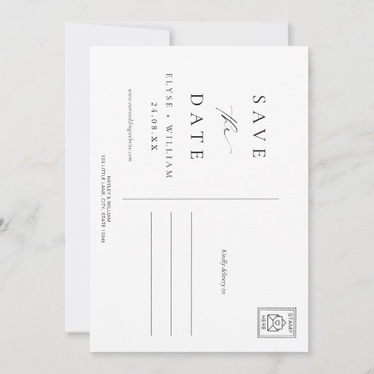 Carte postale de sauvegarde de date de mariage min (Dos)