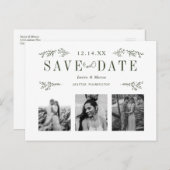 Carte postale de sauvegarde de date en vert foncé (Devant / Derrière)