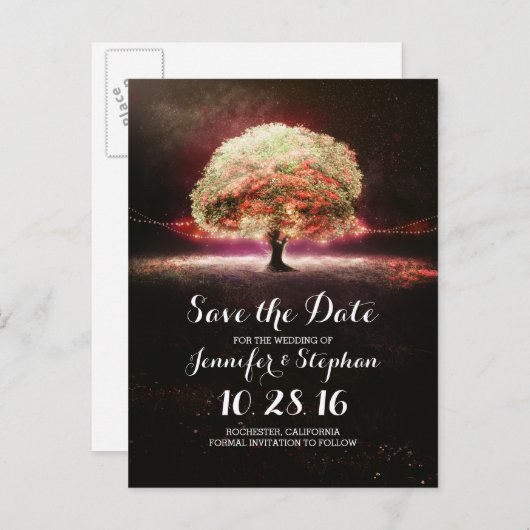 Carte postale de sauvegarde de date romantique ave (Devant / Derrière)