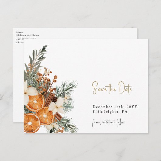 Carte postale de sauvegarde de Noël boho hiver (Devant / Derrière)