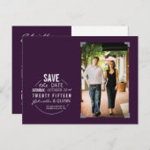 Carte postale de sauvegarde violette avec texte et (Devant / Derrière)