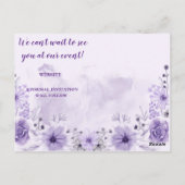 Carte postale de save the date à motif floral viol (Dos)