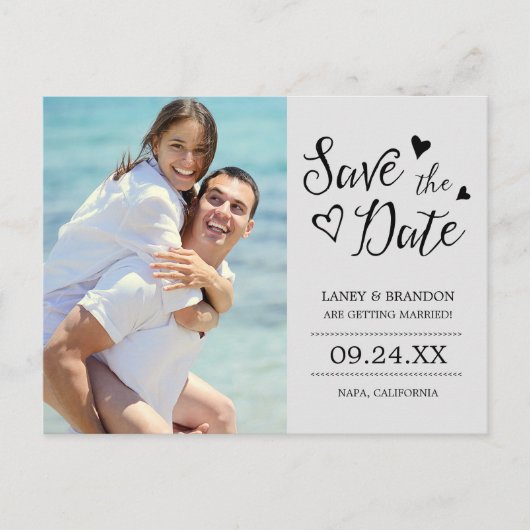 Carte postale de save the date avec photo d'amour (Devant)