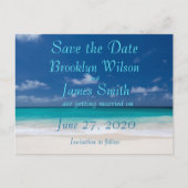 Carte postale de save the date mariage plage bleue (Devant)