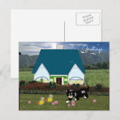 Carte postale de scène de maisons avec des animaux (Devant / Derrière)