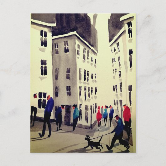 Carte postale de scène de rue animée (Devant)