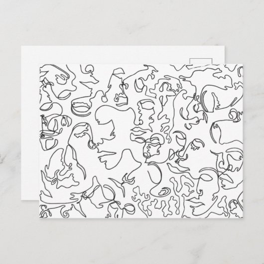 Carte postale de schéma avec des visages (Devant / Derrière)