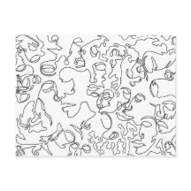 Carte postale de schéma avec des visages