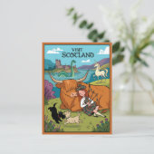 Carte postale de Scottish Terrier de style dessin (Debout devant)