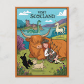 Carte postale de Scottish Terrier de style dessin (Devant)
