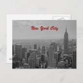 Carte postale de script New York noir et blanc (Devant / Derrière)