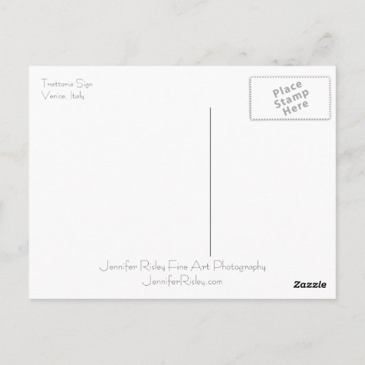 Carte postale de signe de Trattoria (Dos)