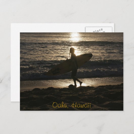 Carte postale de silhouette de surfer (Devant / Derrière)