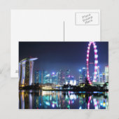 Carte postale de Singapour la nuit (Devant / Derrière)
