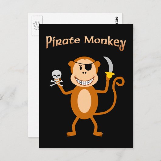 Carte postale de singe de pirate (Devant / Derrière)