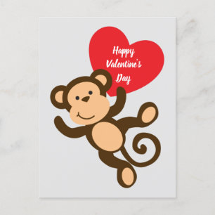 carte postale de singe Heureuse Sainte-Valentin