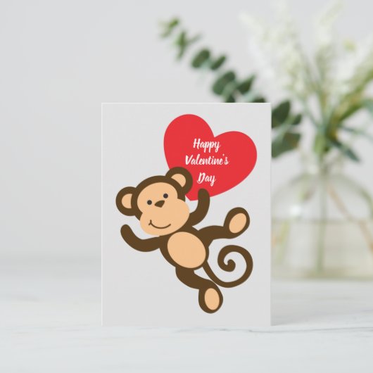 carte postale de singe Heureuse Sainte-Valentin (Debout devant)