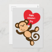 carte postale de singe Heureuse Sainte-Valentin (Devant / Derrière)