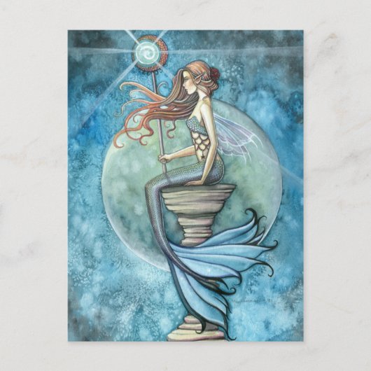 Carte postale de sirène de lune de jade (Devant)