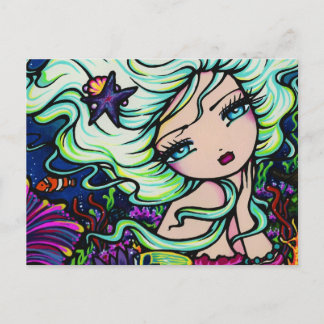 Carte postale de sirène sur récif coralien