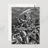 Carte postale de Skeleton Pirate BW (Devant / Derrière)